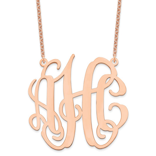 Sterling Silver/Rose-plated Large Monogram Necklace