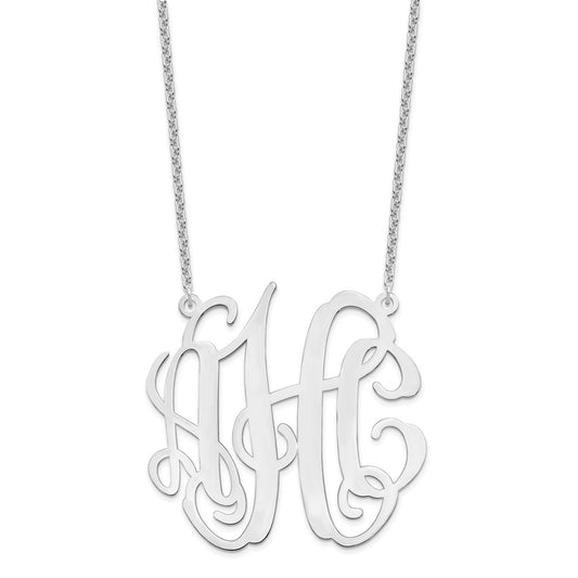 Sterling Silver/Rhodium-plated Large Monogram Necklace