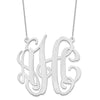 14k White Gold Large Monogram Necklace