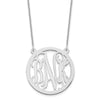 14k White Gold Round Monogram Necklace