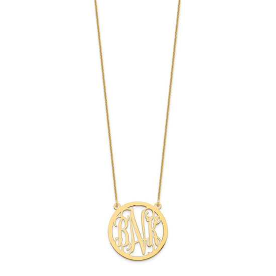 14k Yellow Gold Round Monogram Necklace