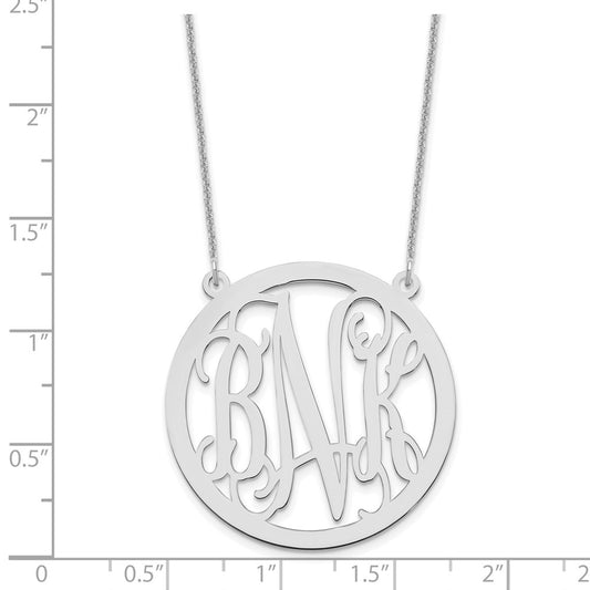 10k White Gold Large Round Monogram Necklace