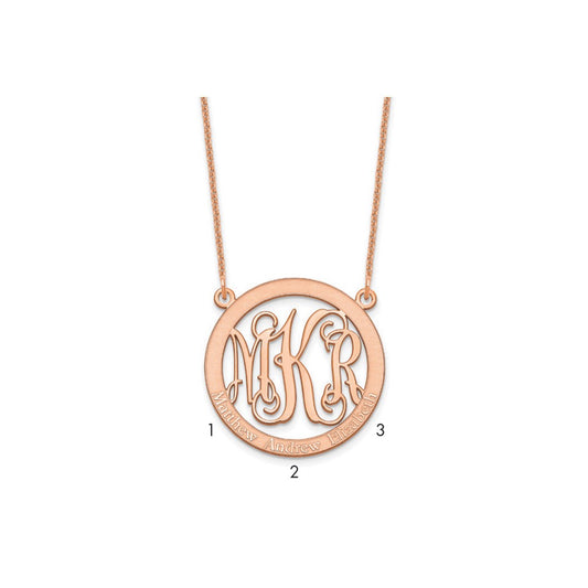 14k Rose Gold Small Family Monogram Necklace