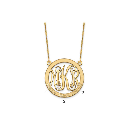 14k Yellow Gold Small Family Monogram Necklace
