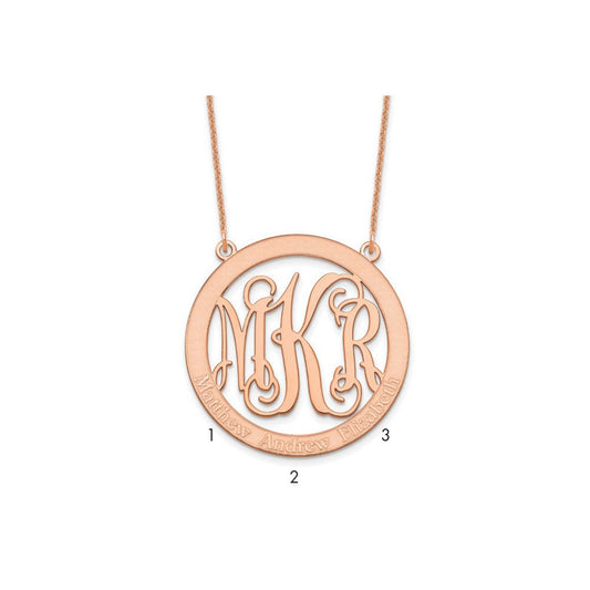 14k Rose Gold Large Family Monogram Necklace