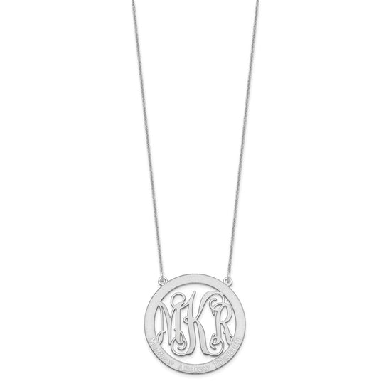 10k White Gold Large Family Monogram Necklace