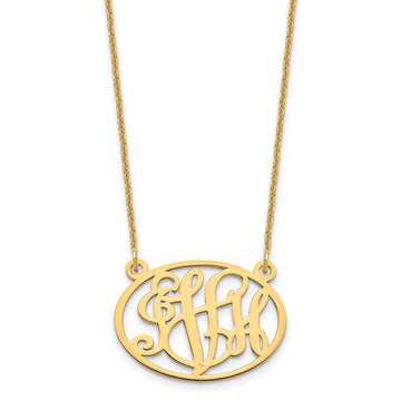 14k Yellow Gold Oval Monogram Necklace
