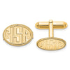14k Yellow Gold Recessed Letter Oval w/Boarder Monogram Cuff Link