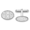 14k White Gold Recessed Letter Oval w/Boarder Monogram Cuff Link