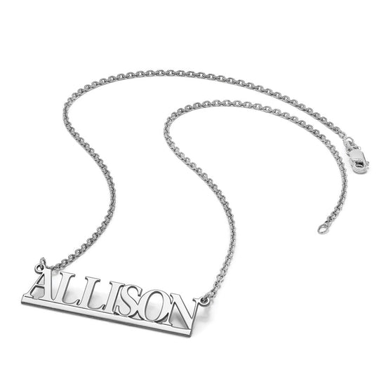 14k White Gold Underlined Name Plate