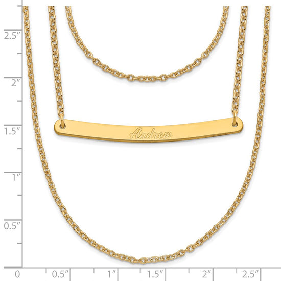 Sterling Silver/Gold-plated Brushed 3 Chain 1 Bar Necklace
