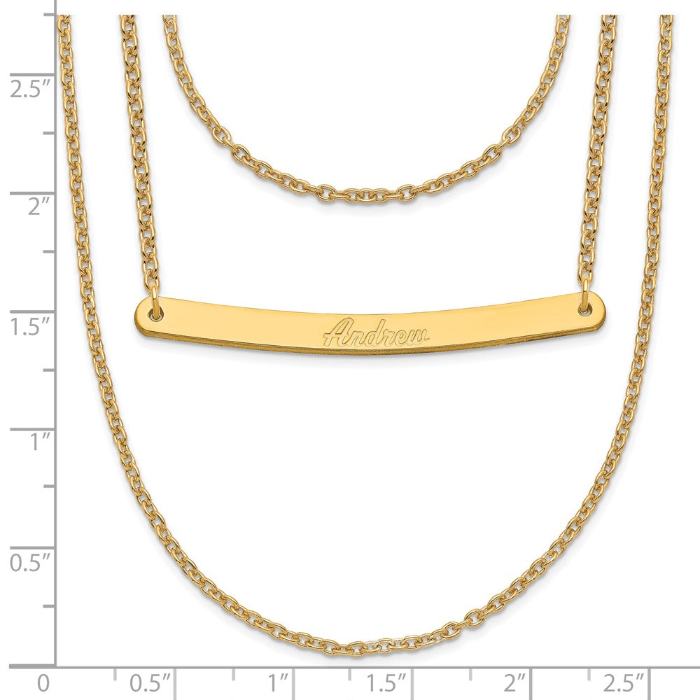 Sterling Silver/Gold-plated Brushed 3 Chain 1 Bar Necklace