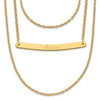Sterling Silver/Gold-plated Brushed 3 Chain 1 Bar Necklace