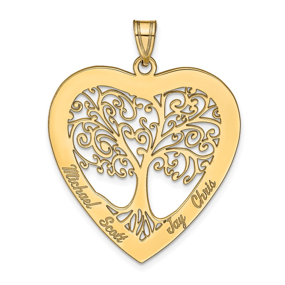 Polished Family Tree Heart Pendant