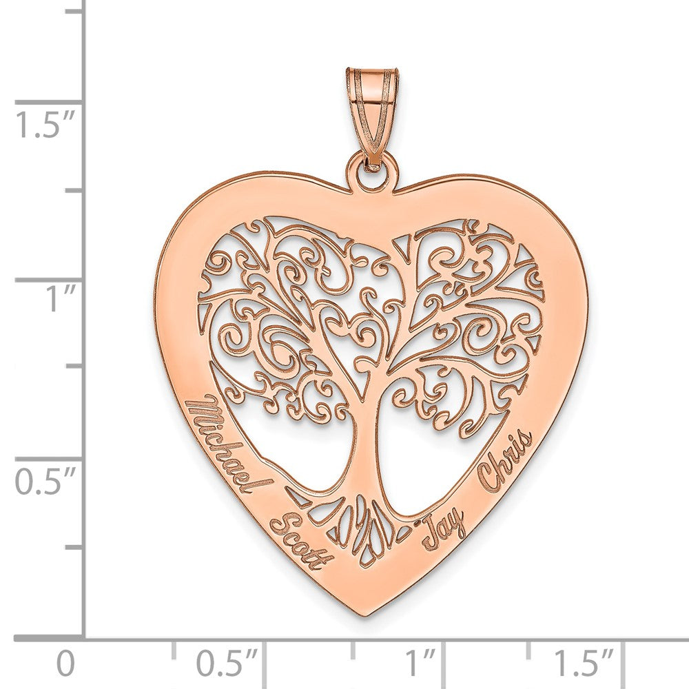 Polished Family Tree Heart Pendant