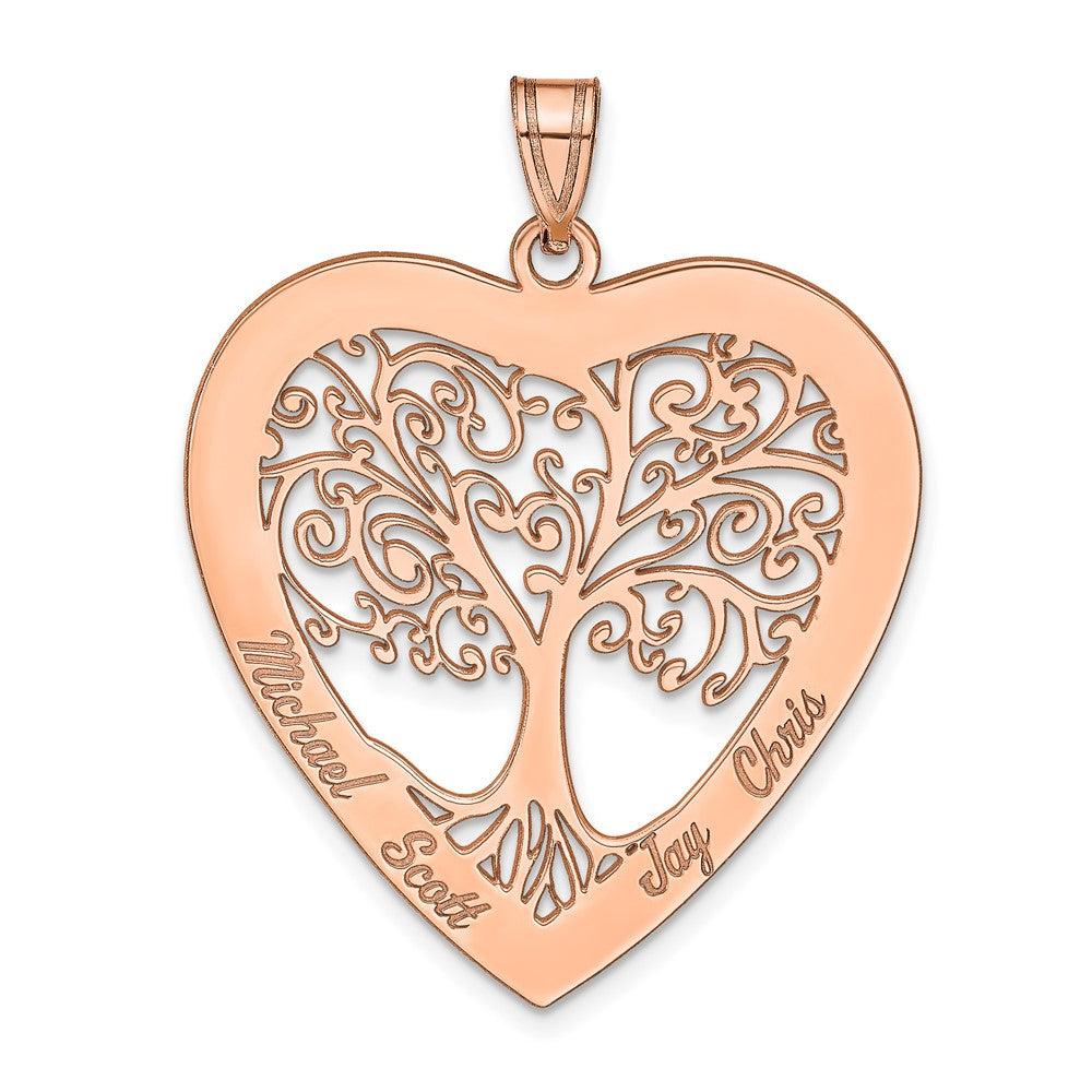 Polished Family Tree Heart Pendant