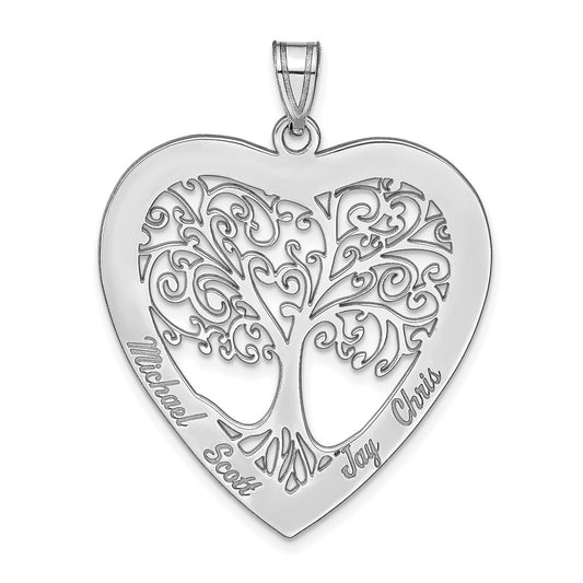 Polished Family Tree Heart Pendant