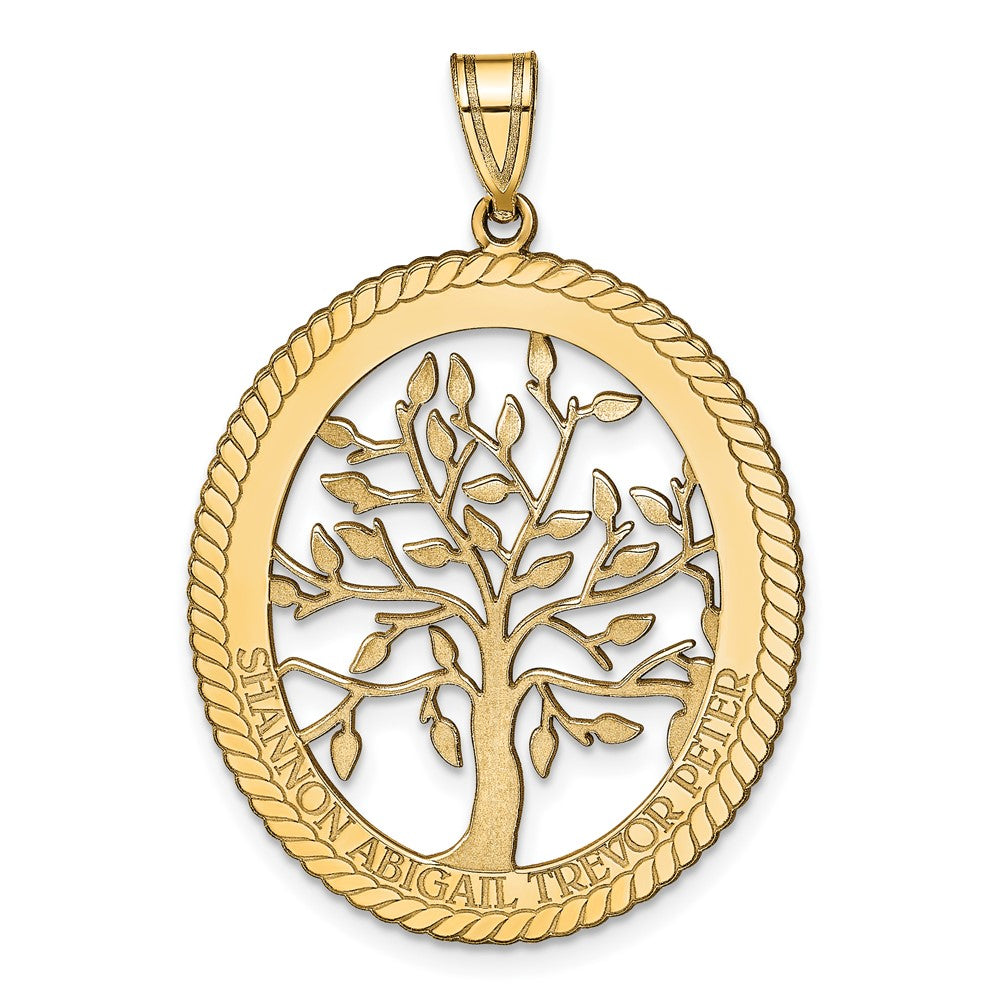 Laser Polished Family Tree Oval Pendant