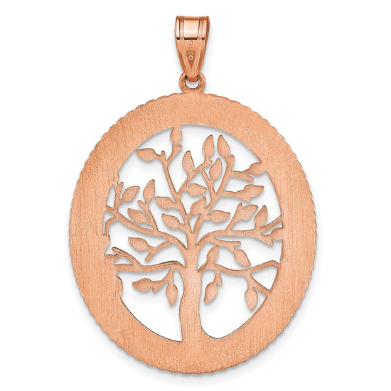 Laser Polished Family Tree Oval Pendant