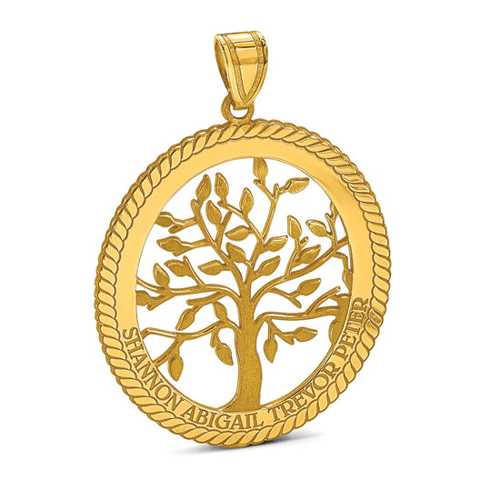 Laser Polished Family Tree Oval Pendant