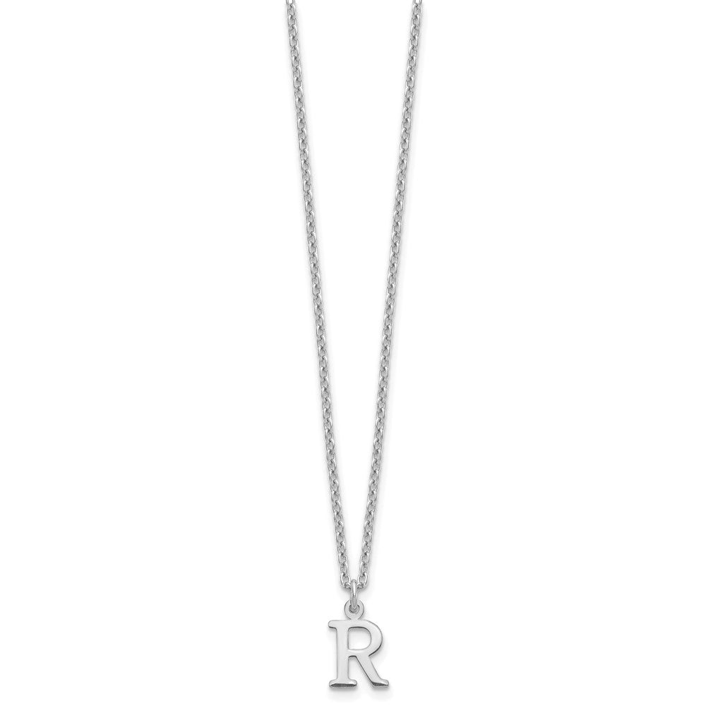 10k White Gold Cut-out Letter R Initial 18 inch Necklace