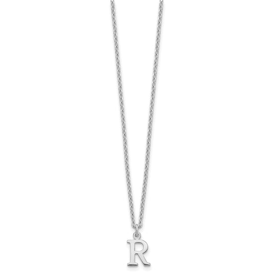10k White Gold Cut-out Letter R Initial 18 inch Necklace