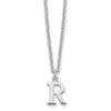 10k White Gold Cut-out Letter R Initial 18 inch Necklace