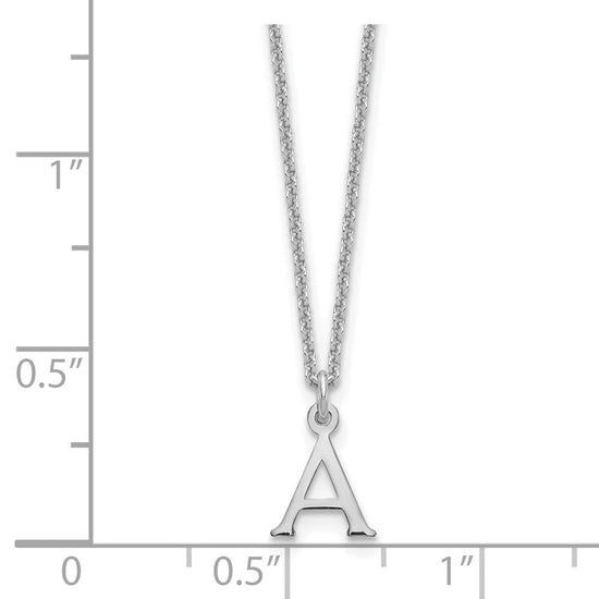 10k White Gold Cut-out Letter A Initial 18 inch Necklace