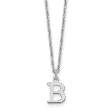 10k White Gold Cut-out Letter B Initial 18 inch Necklace