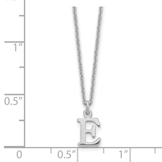 10k White Gold Cut-out Letter E Initial 18 inch Necklace