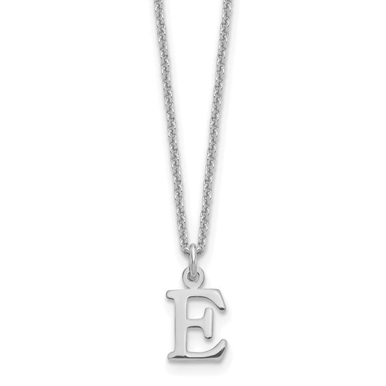 10k White Gold Cut-out Letter E Initial 18 inch Necklace