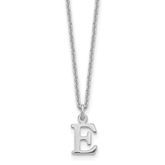 10k White Gold Cut-out Letter E Initial 18 inch Necklace