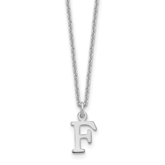 10k White Gold Cut-out Letter F Initial 18 inch Necklace