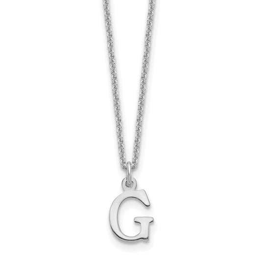 10k White Gold Cut-out Letter G Initial 18 inch Necklace