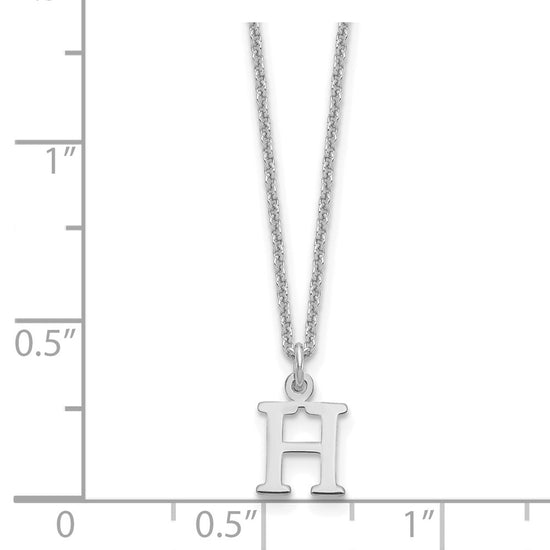10k White Gold Cut-out Letter H Initial 18 inch Necklace