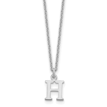 10k White Gold Cut-out Letter H Initial 18 inch Necklace
