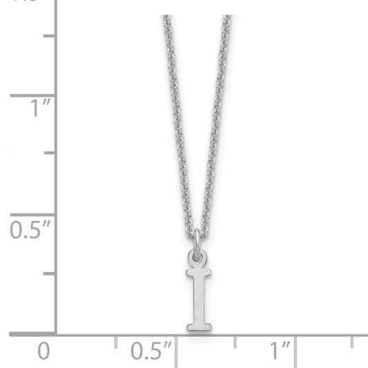 10k White Gold Cut-out Letter I Initial 18 inch Necklace