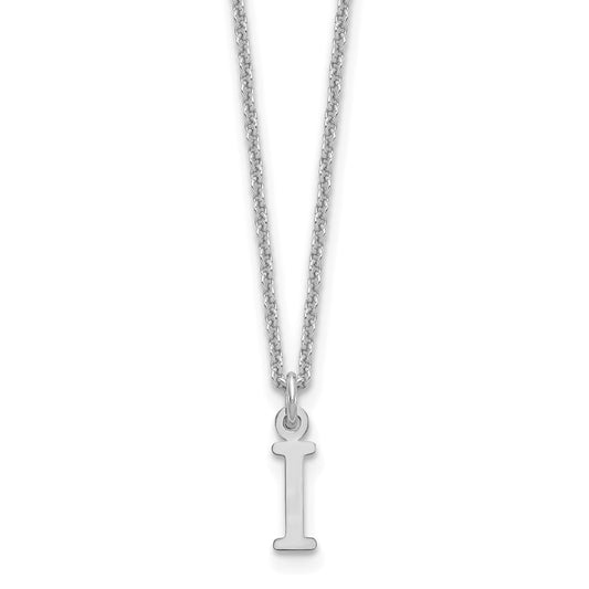 10k White Gold Cut-out Letter I Initial 18 inch Necklace