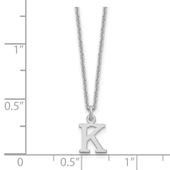10k White Gold Cut-out Letter K Initial 18 inch Necklace