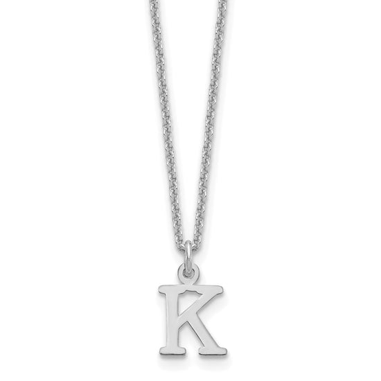 10k White Gold Cut-out Letter K Initial 18 inch Necklace