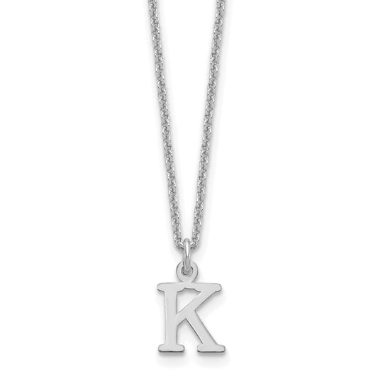 10k White Gold Cut-out Letter K Initial 18 inch Necklace