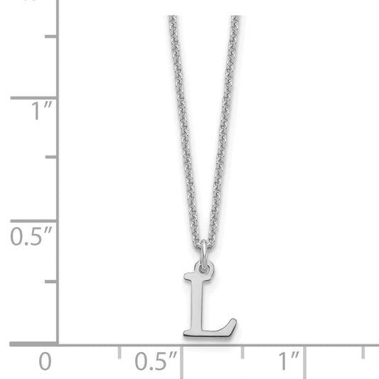 10k White Gold Cut-out Letter L Initial 18 inch Necklace