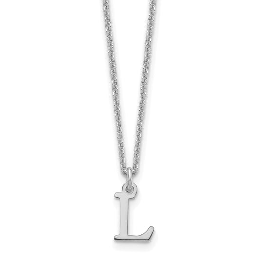 10k White Gold Cut-out Letter L Initial 18 inch Necklace