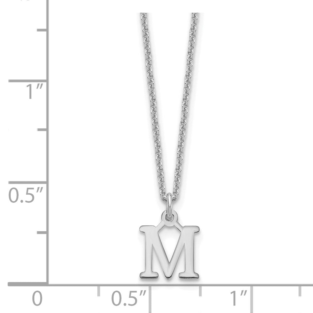 10k White Gold Cut-out Letter M Initial 18 inch Necklace
