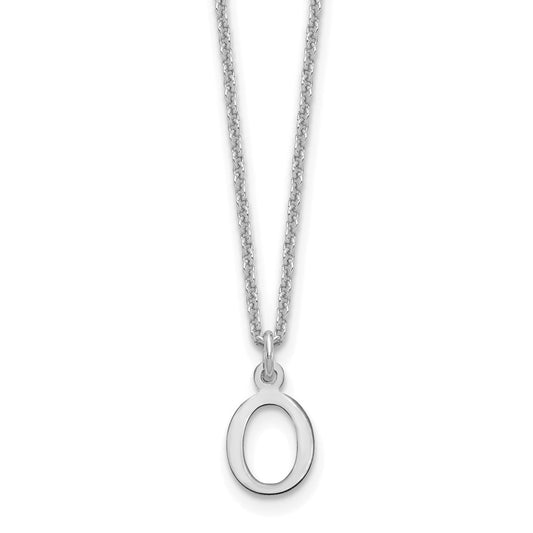 10k White Gold Cut-out Letter O Initial 18 inch Necklace