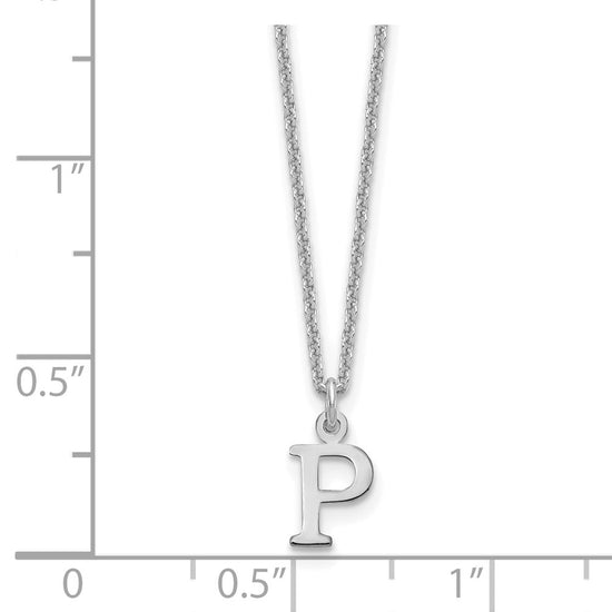 10k White Gold Cut-out Letter P Initial 18 inch Necklace