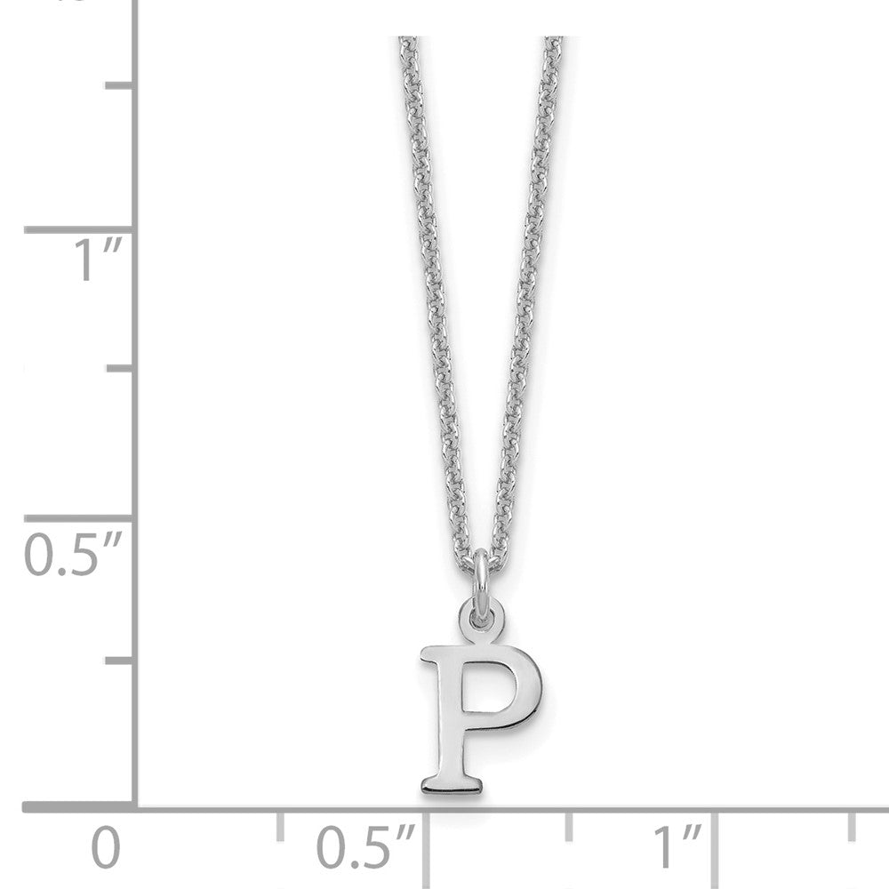 10k White Gold Cut-out Letter P Initial 18 inch Necklace