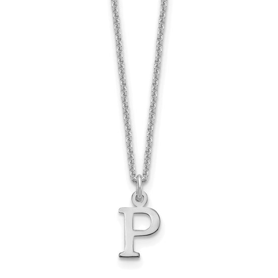 10k White Gold Cut-out Letter P Initial 18 inch Necklace