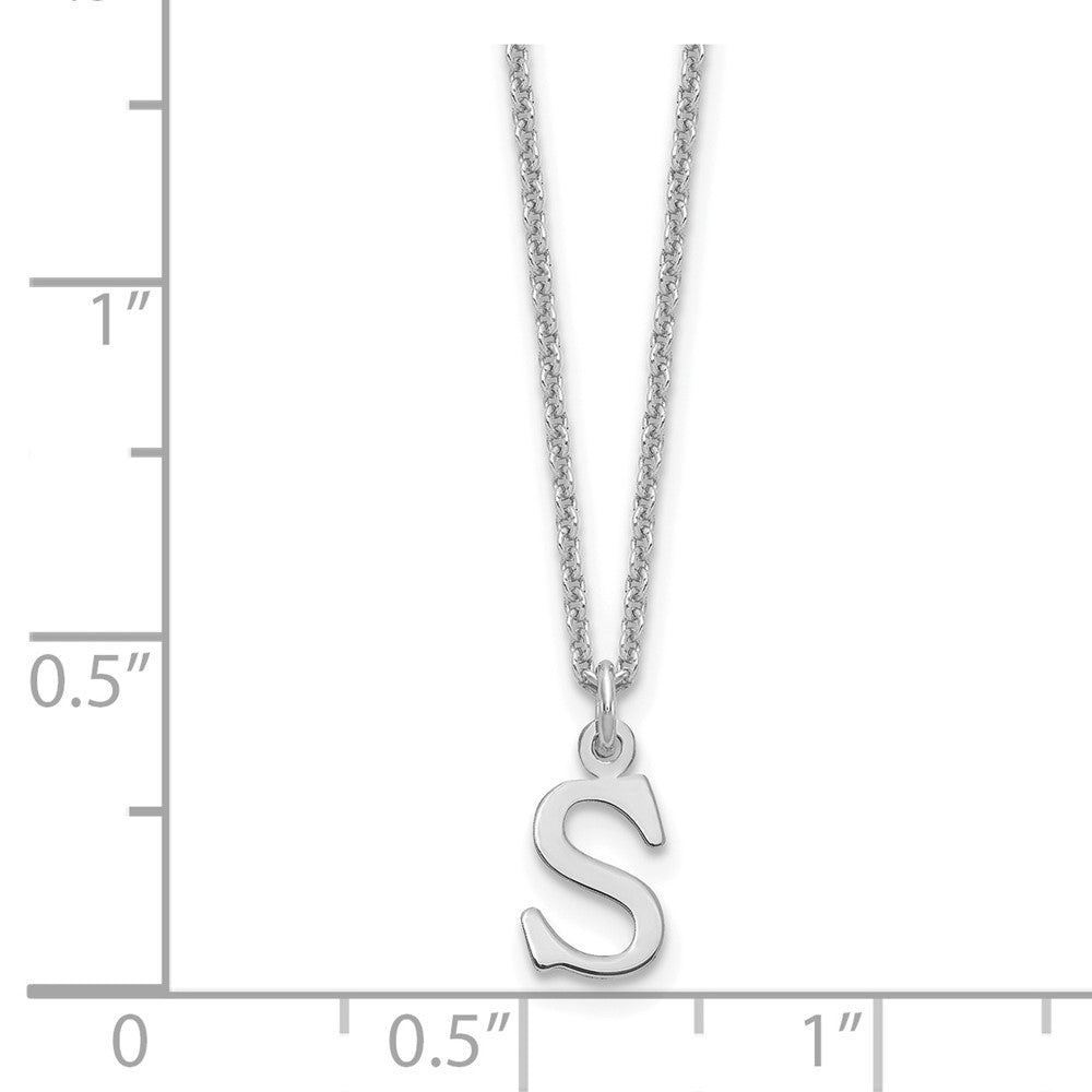 10k White Gold Cut-out Letter S Initial 18 inch Necklace