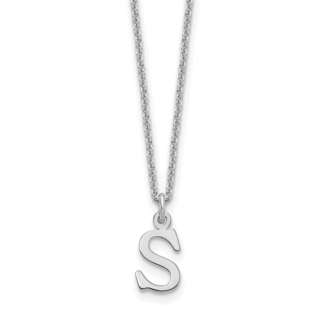 10k White Gold Cut-out Letter S Initial 18 inch Necklace